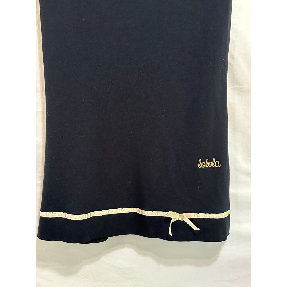 Lolola Girls Stretch Knit Sheath Dress Size L Mock Neck Cap Sleeve Ribbon Accent - Picture 2 of 6